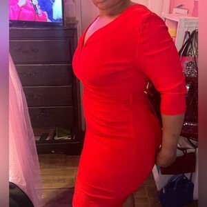 Chic Long Sleeve Red Dress